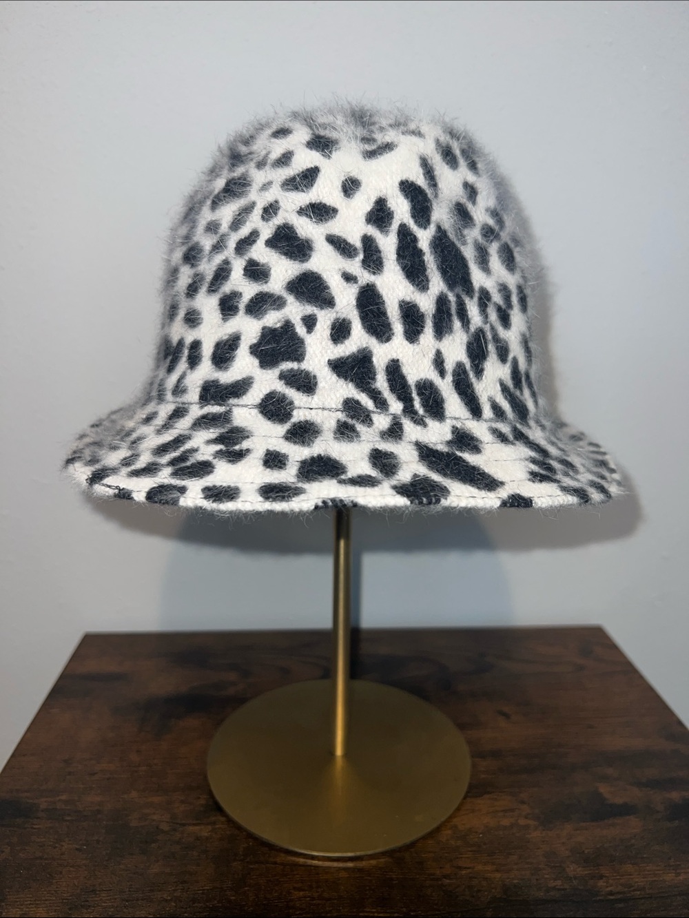 Target Black and White Leopard-Print Faux-Fur Bucket Hat